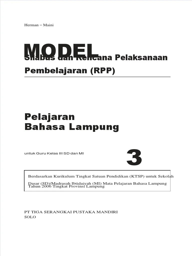 rpp bahasa indonesia sd/mi kelas 1. Rpp Bahasa Lampung Sd Kelas 3