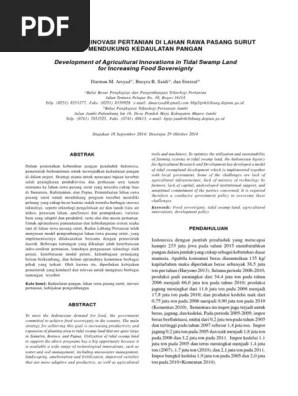 ID Pengembangan Inovasi Pertanian Di Lahan Rawa Pasang Surut Mendukung  Kedaulatan P | PDF