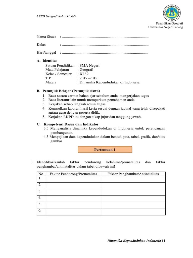 Baca juga:contoh soal akm (asesmen kompetensi minimum) geografi dan jawabannya. 3 5 Lkpd Dinamika Kependudukan Pdf
