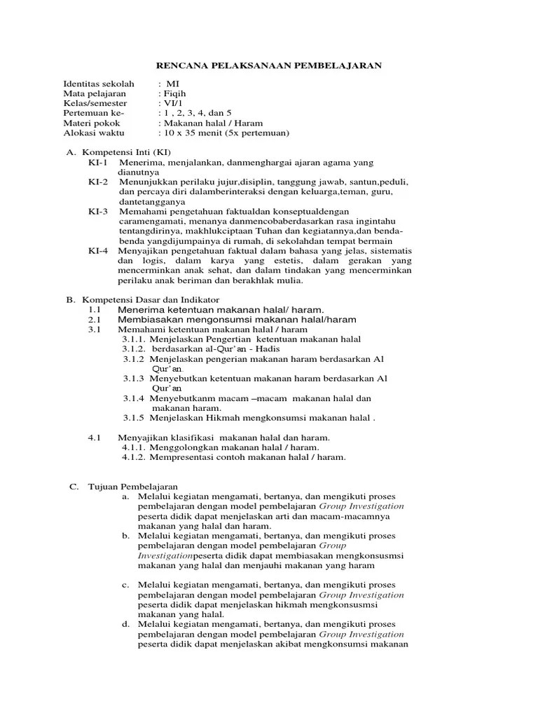Perangkat pembelajaran tersebut dapat dipesan secara terpisah dengan harga sesuai dengan yang tercantum pada tabel . Rpp K13 Fiqih Kelas 6 Semester 1 Kd 1 1 2 1 3 1 4 1 Pdf