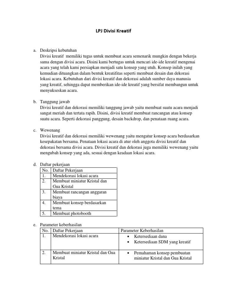 LPJ Divisi Kreatif | PDF