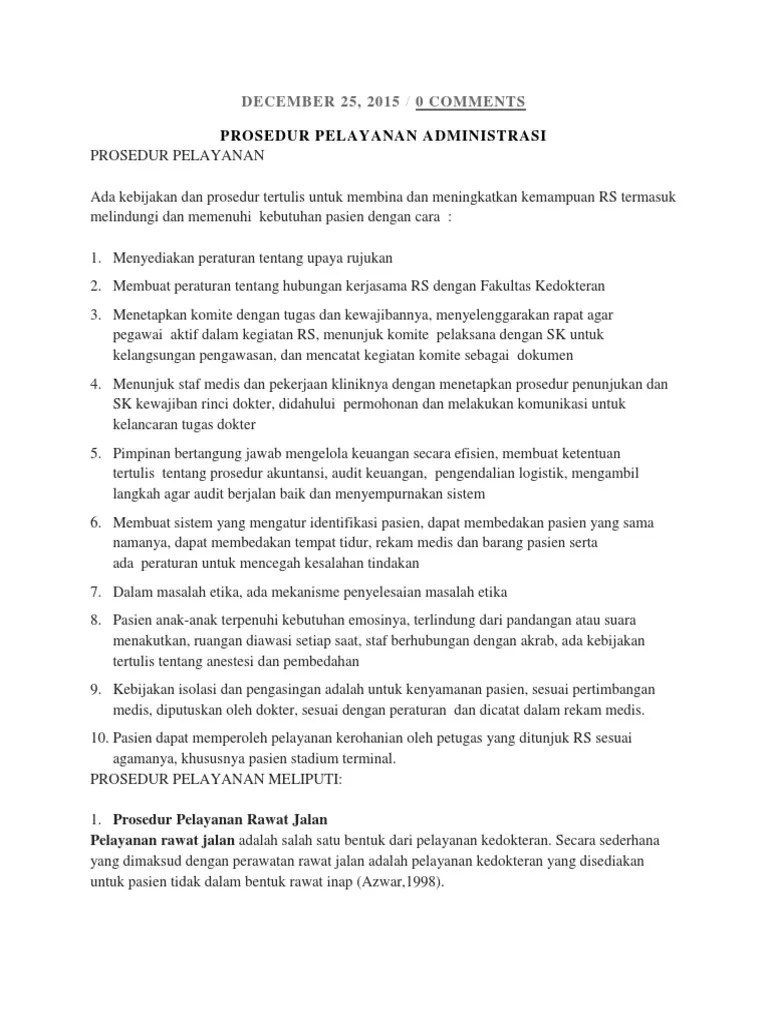 Prosedur Administrasi Rumah Sakit | PDF