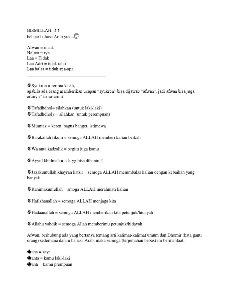 Bismillah Belajar Bahasa Arab | PDF