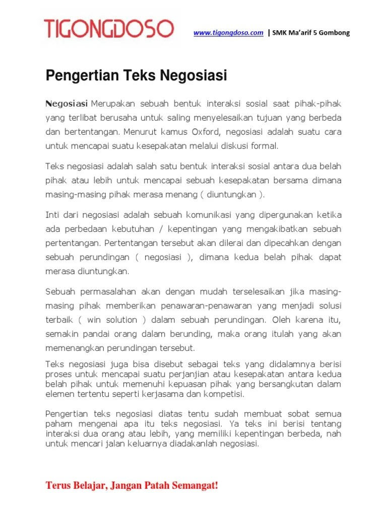 Pengertian Teks Negosiasi | PDF