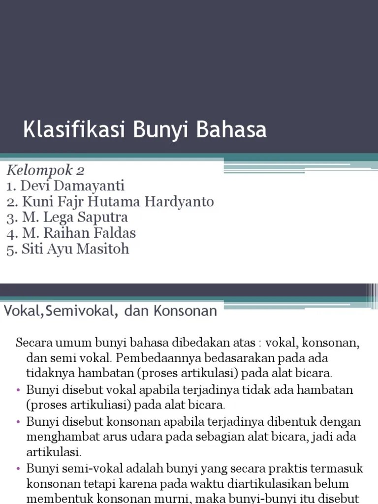 Klasifikasi Bunyi Bahasa Fonologi Kel 2 | PDF