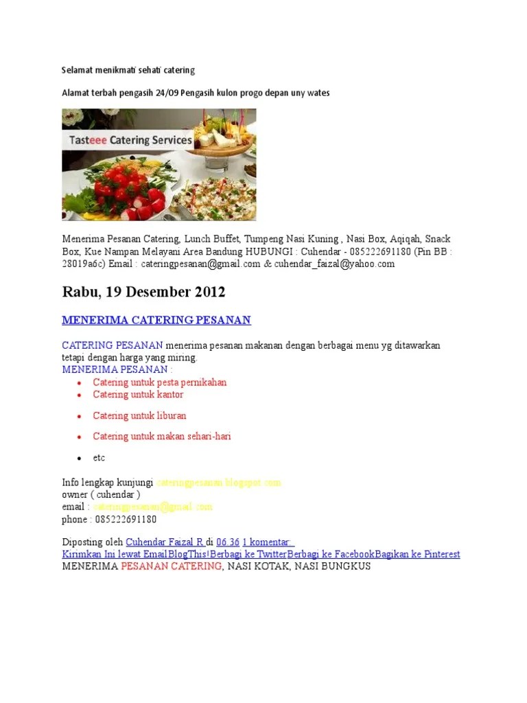 Selamat Menikmati Sehati Catering | PDF