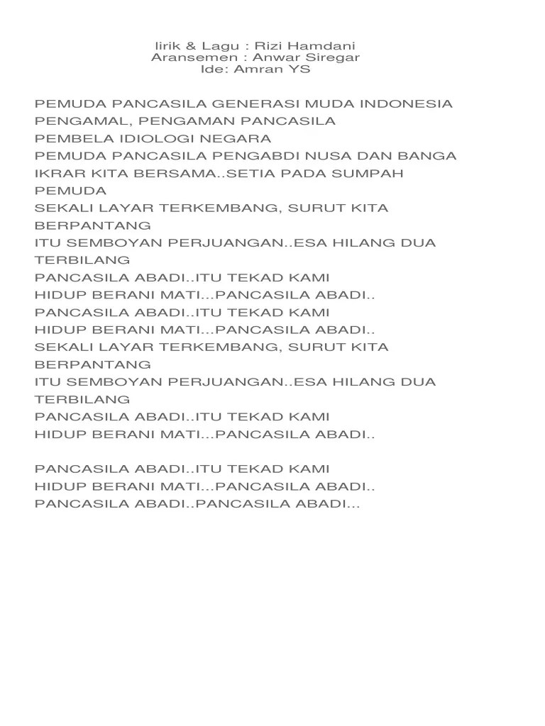 Lirik Mars Pemuda Pancasila | PDF