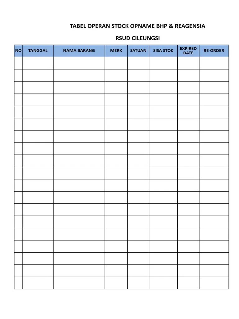 • posisi tabel landscape dan portrait (dikirim sesuai ketersediaan) • material kertas tebal • ukuran a5 . Tabel Operan Stock Opname Bhp Reagensia Pdf Organic Compounds Medical Specialties