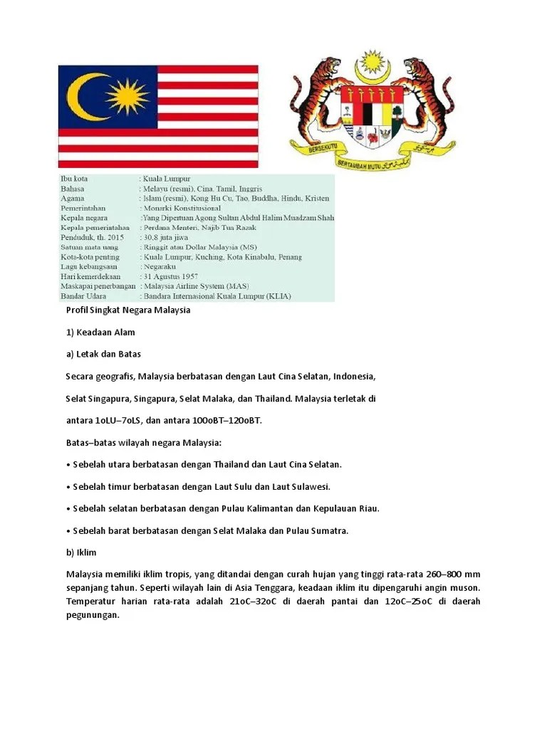 Profil Singkat Negara Malaysia | PDF