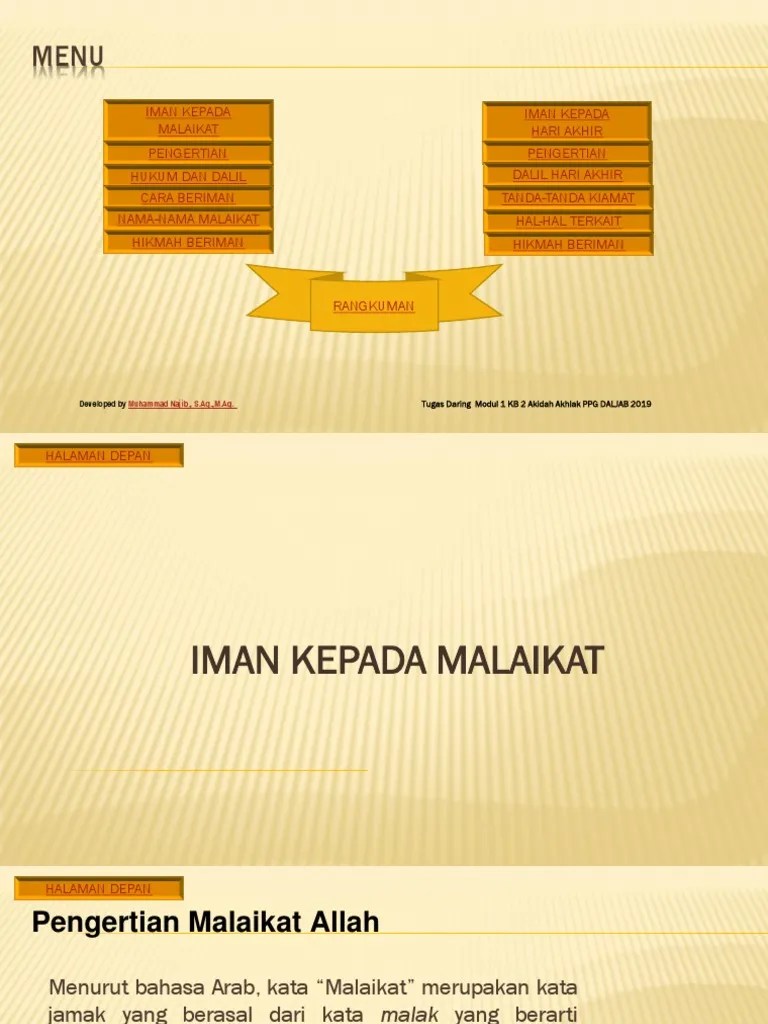 1 - Modul 1 KB 2 Hakikat Iman Kepada Malaikat Dan Hari Akhir | PDF