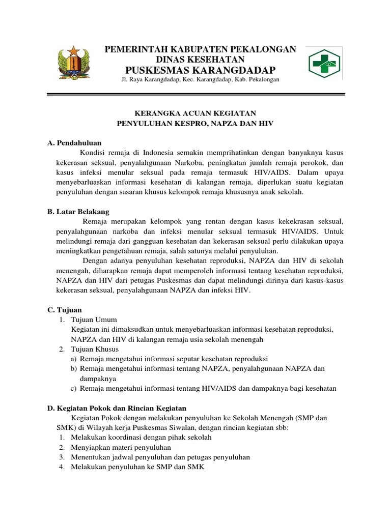 KAK Penyuluhan Kespro Napza HIV | PDF