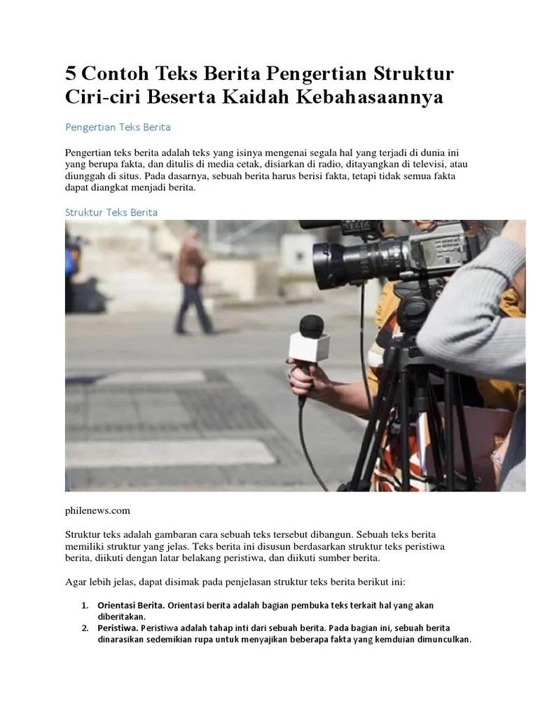 5 Contoh Teks Berita Pengertian Struktur Ciri | PDF