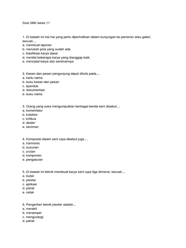 Soal SBK Kelas 11 | PDF