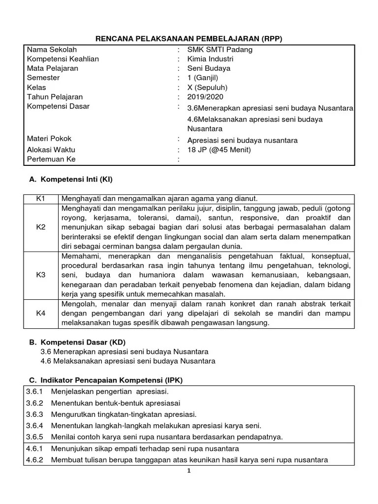 RPP Apresiasi Seni | PDF