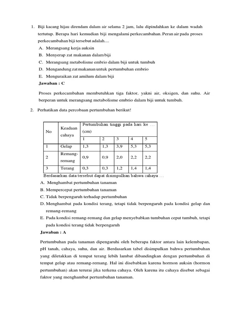 Di bawah ini tabel hasil praktikum tentang enzim katalase! Soal Dan Pembahasan Biologi Fix Pdf