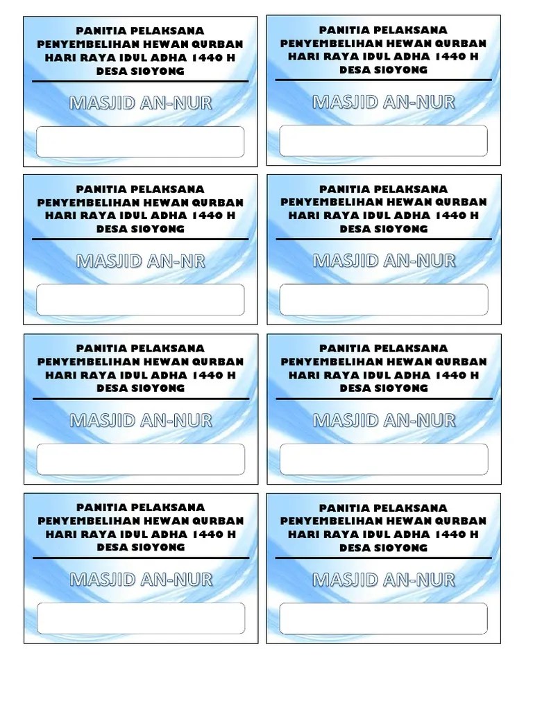 Hal ini penting untuk terciptanya ketertiban dan keamanan. Id Card Panitia Kurban 1440 H Pdf