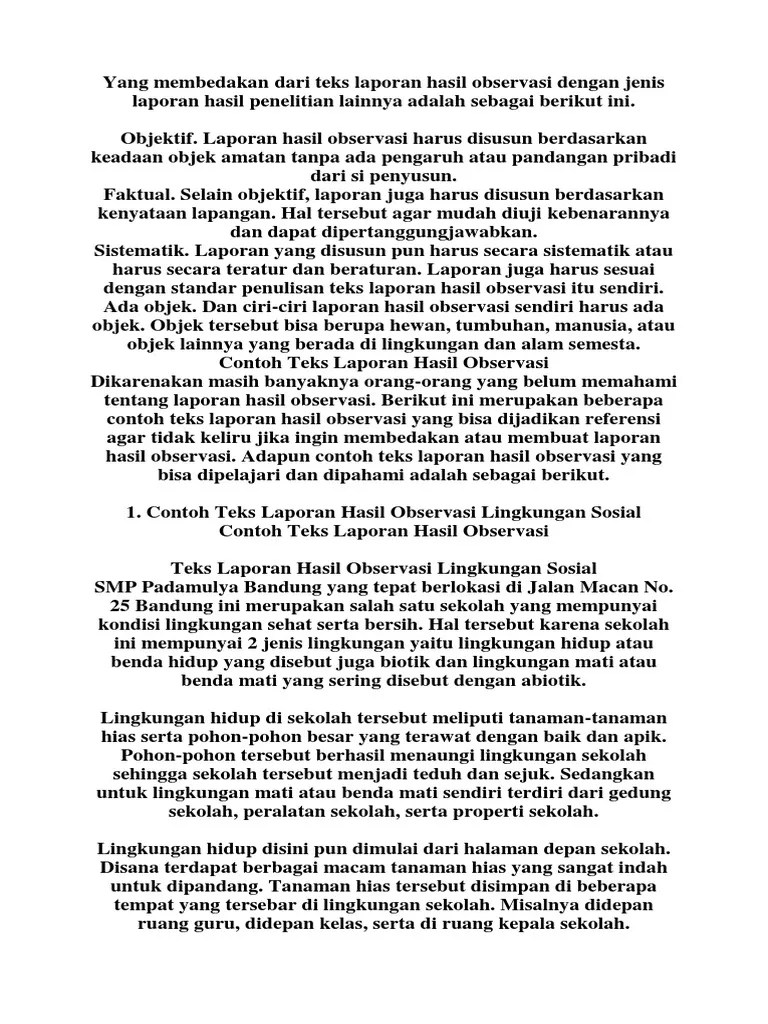 Tempat tinggal contoh teks laporan hasil observasi tentang lingkungan rumah. Susunan Panitia Pelaksana Hut Ibi Ke 68 Ranting Selayo 1 Pdf