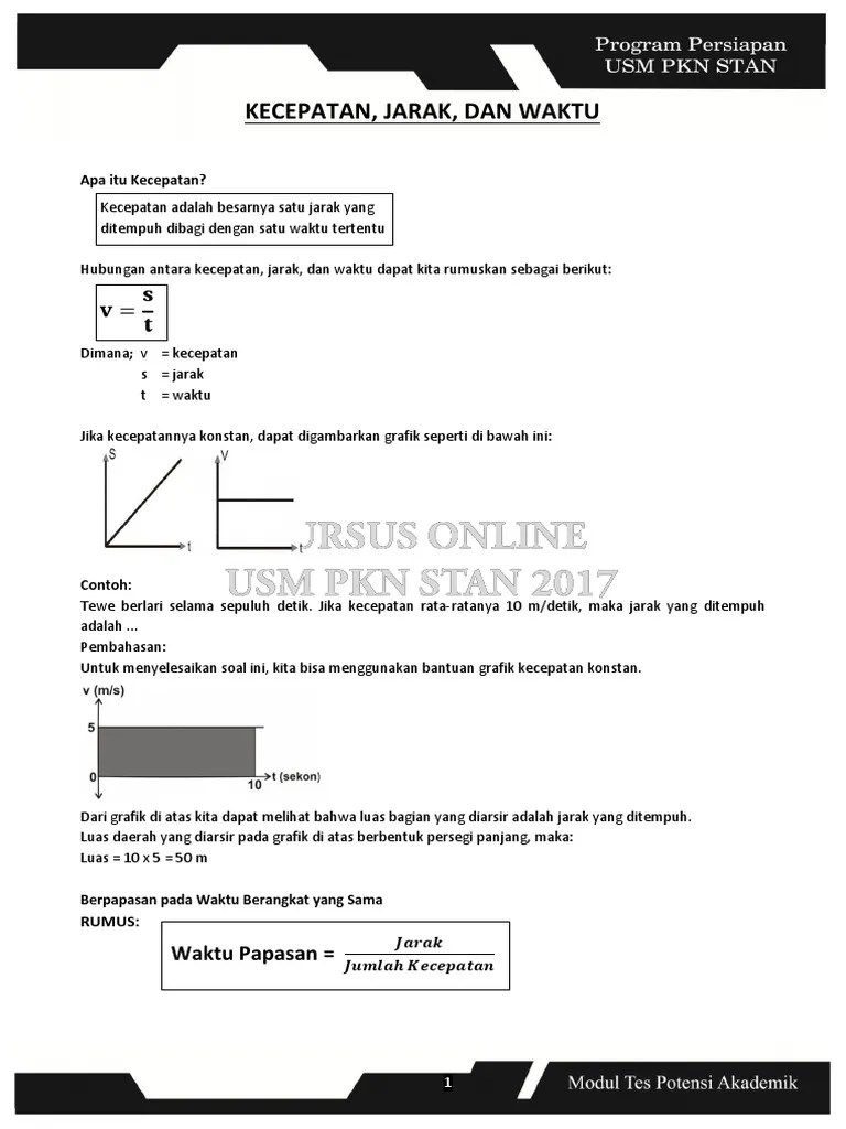 Contoh Soal Kecepatan Jarak Dan Waktu – Berbagai Contoh