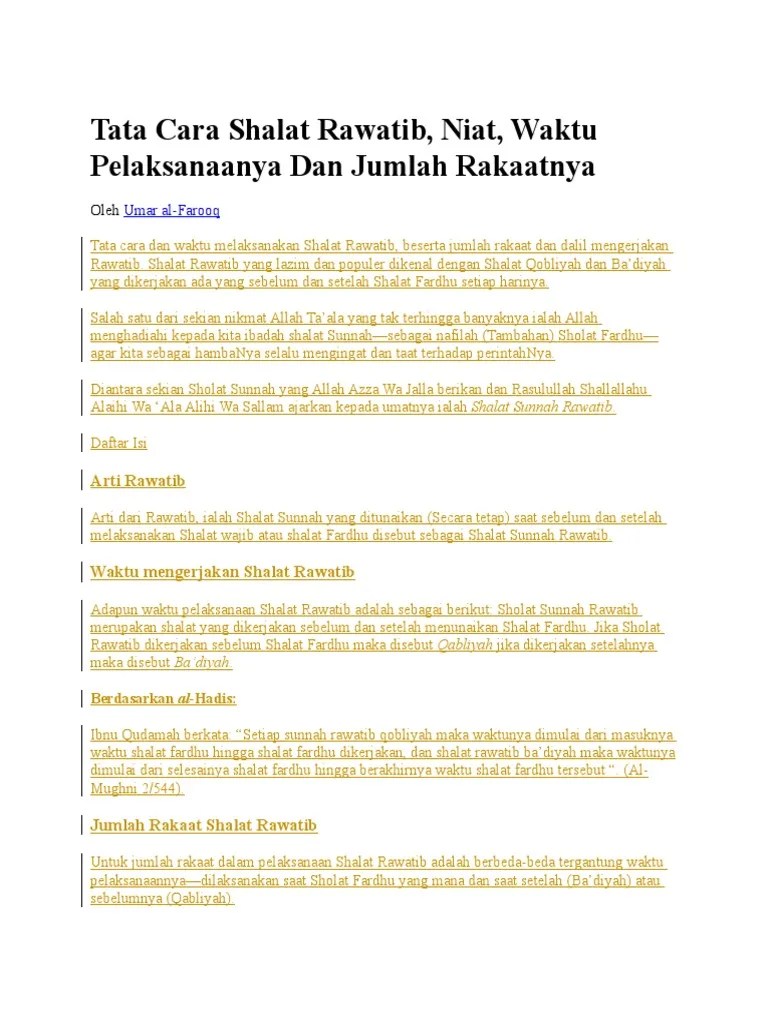 Tata Cara Shalat Rawatib | PDF