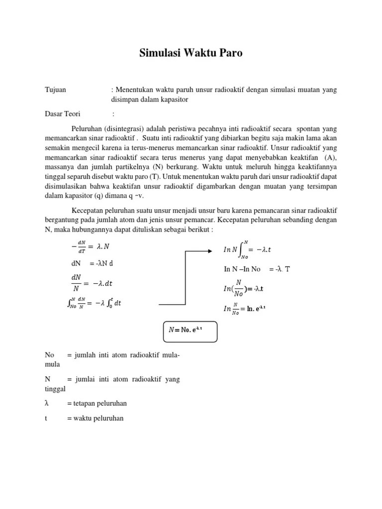 Laporan Simulasi Waktu Paruh | PDF