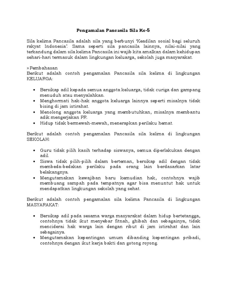 Pengamalan Pancasila Sila Kelima | PDF