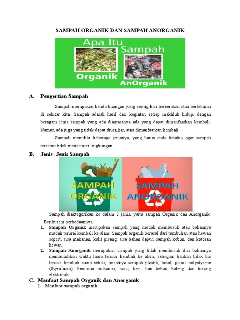 Sampah Organik Dan Sampah Anorganik | PDF