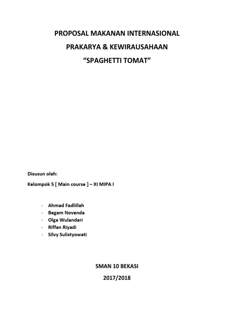 Proposal usaha makanan dalam bentuk wisata . Proposal Makanan Internasional Pdf