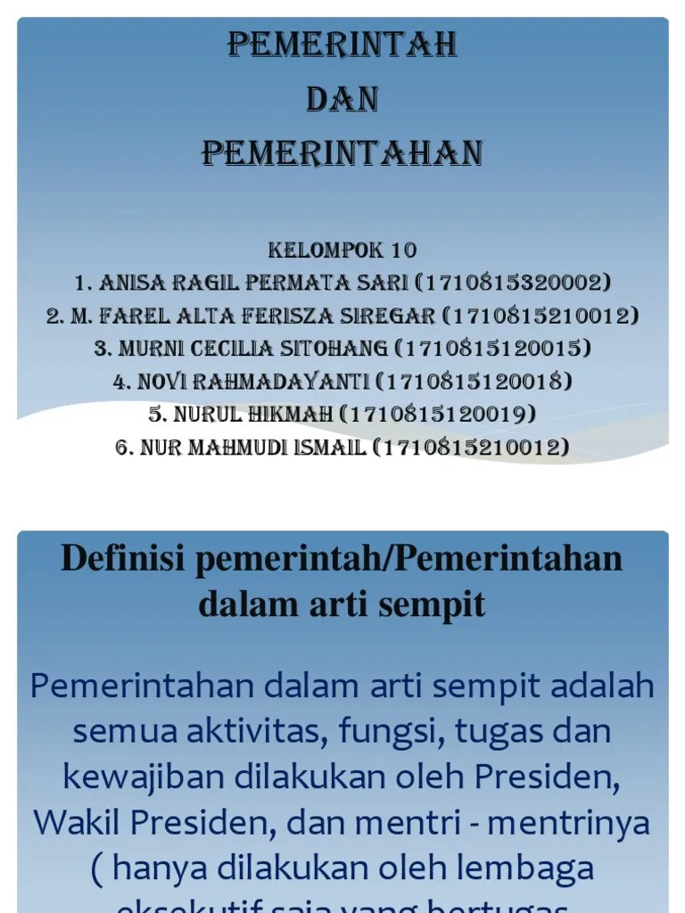 Pemerintah Dan Pemerintahan | PDF