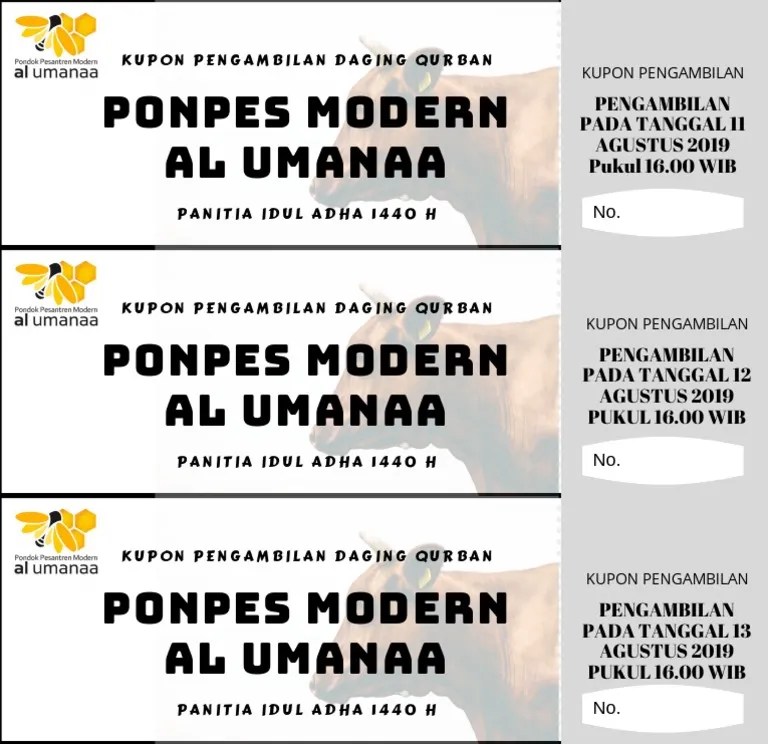 Cara membuat kupon qurban tervalidasi di microsoft word dan excel ಠ‿ಠ. Kupon Pengambilan Daging Qurban