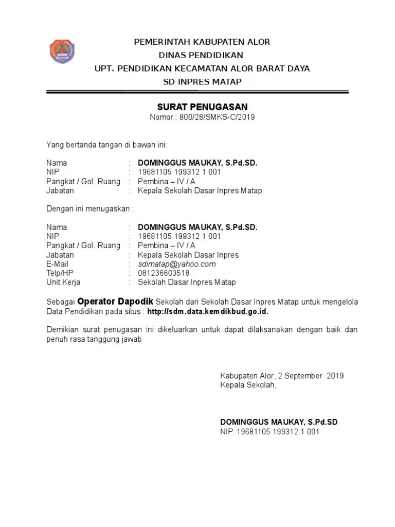 Download sk operator dapodik 2020 2021 format word info pendidikan terbaru. Sk Operator Dapodik Sd Inp Matap 2019 2020