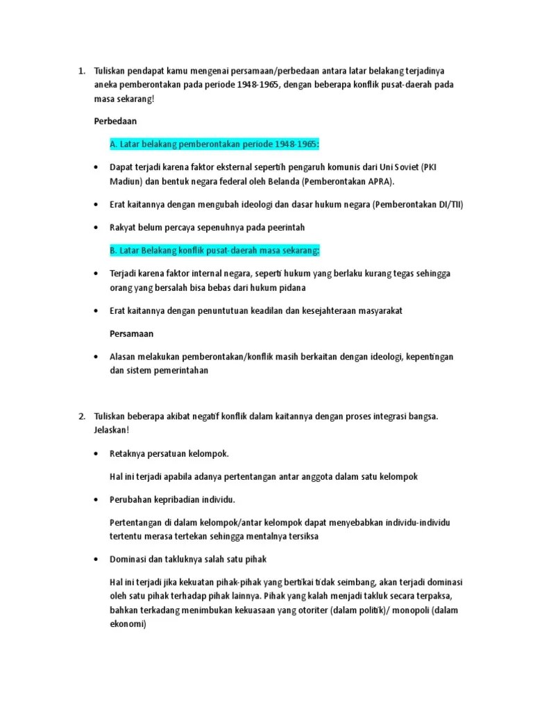 Kisi Kisi Sejarah 12 Semester 1 | PDF