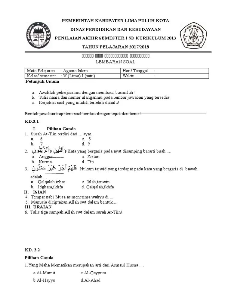 Soal Ujian Semester I | PDF