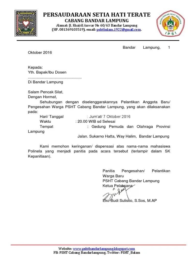 Undangan Pengesahan Ijin Dispensasi | PDF