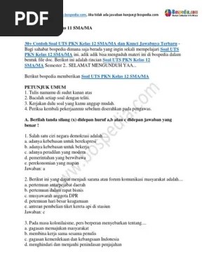 Download soal uts pkn kelas 2 sd semester 1 (ganjil) dan kunci jawaban. 30 Contoh Soal Uts Pkn Kelas 12 Sma Ma Dan Kunci Jawabnya Pdf