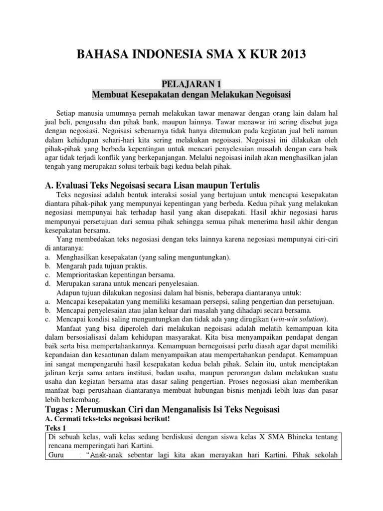 BAHASA INDONESIA SMA X 2019 New | PDF