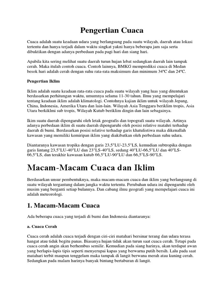 Pengertian Cuaca | PDF