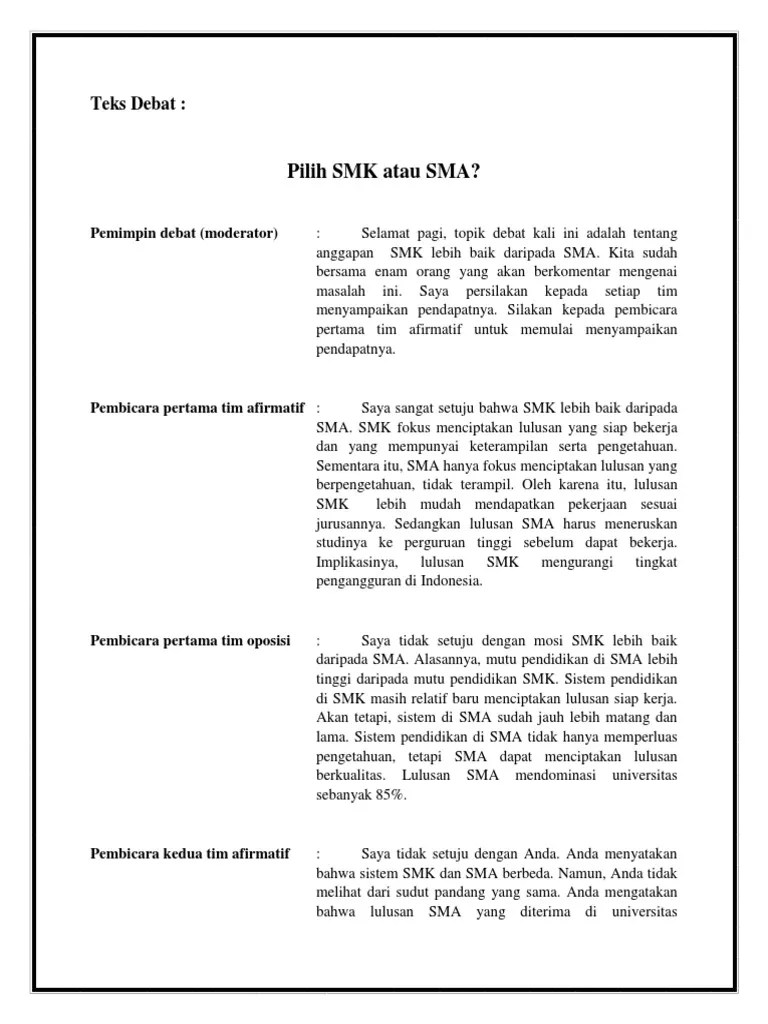 Apa saja ya yang dapat dijadikan materi . Contoh Soal Debat Kelas X Smk Beinyu Com