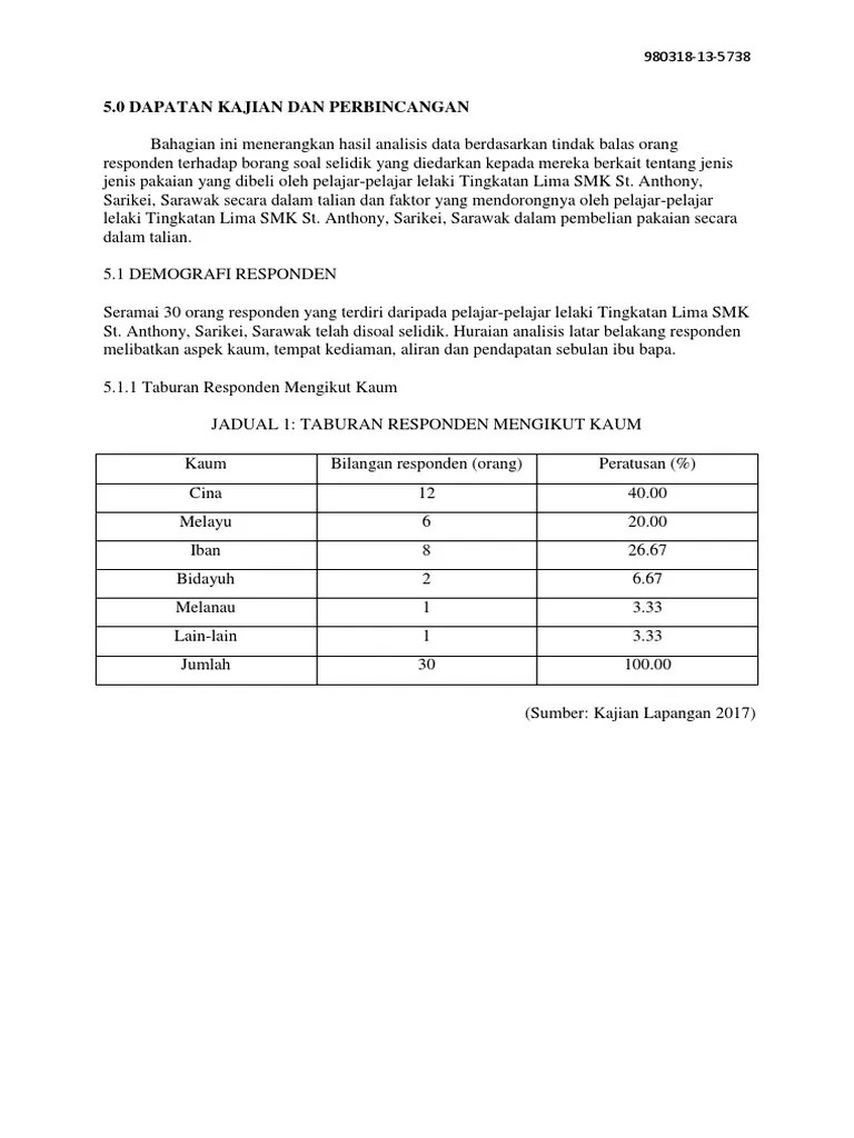 Me 5 0 dapatan kajian dan perbincangan bab ini menerangkan keputusan analisis data berdasarkan tindak balas responden terhadap soal selidik . Dapatan Kajian Dan Perbincangan Pdf