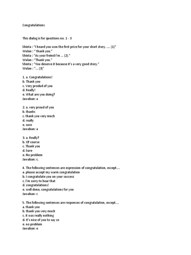 Contoh soal hortatory speech hortatory advertisem. Expression Of Congratulation And Response Goreng