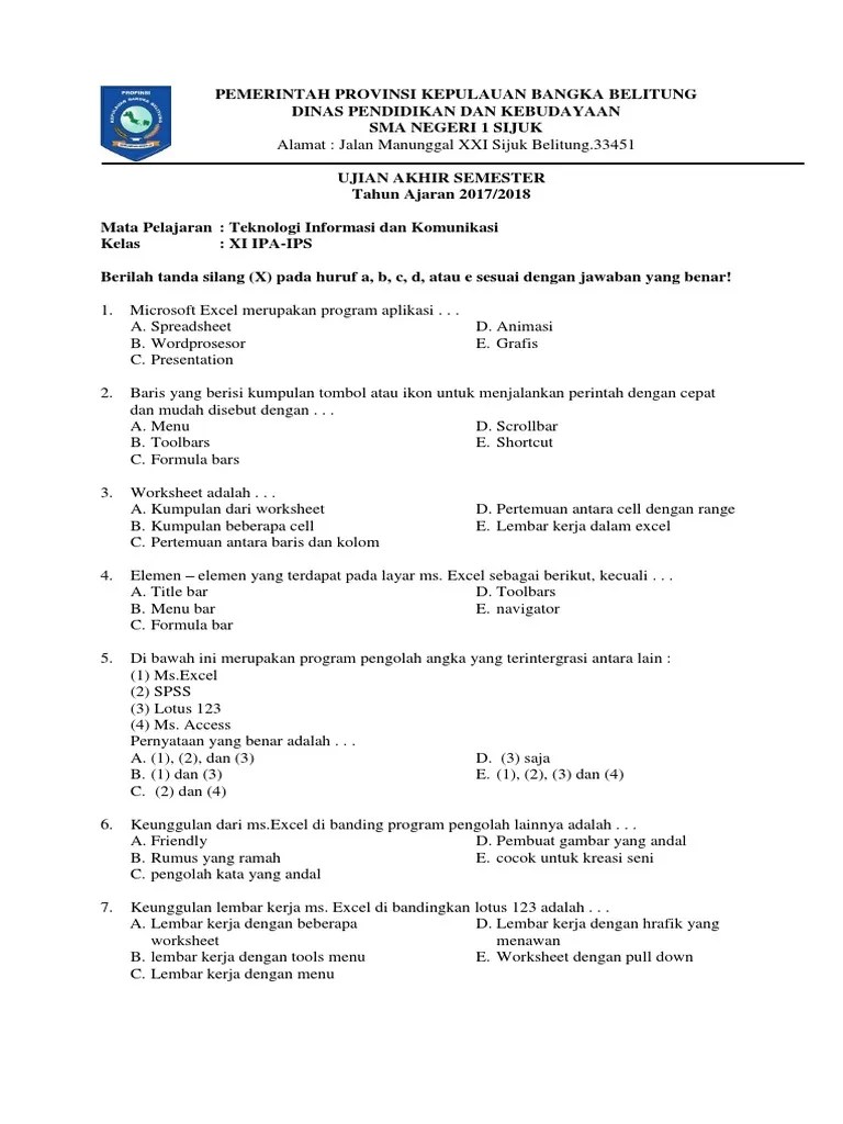 Uas Tik KLS Xi | PDF