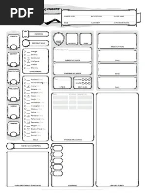 d d 5e character sheet pdf role playing games role playing