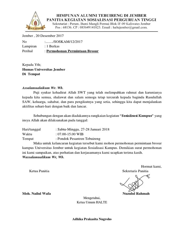 Sesuai dengan namanya, surat penawaran produk merupakan surat resmi yang digunakan oleh sebuah. Surat Permohonan Brosur Pdf