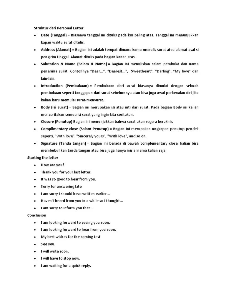 Struktur Dari Personal Letter | PDF