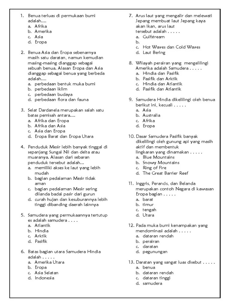 Soal - Ips - KLS 9 - SM.1 - Benua | PDF