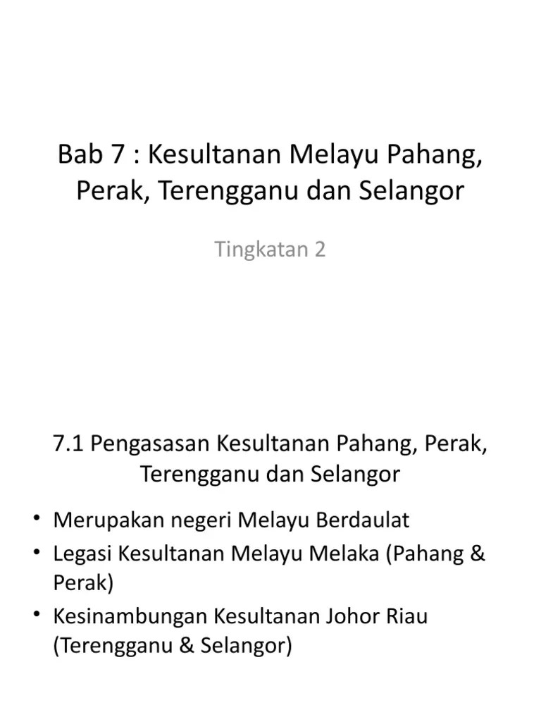 Smk taman bukit maluri tajuk folio. Bab 7 Kesultanan Pahang Perak Terengganu Selangor Pdf