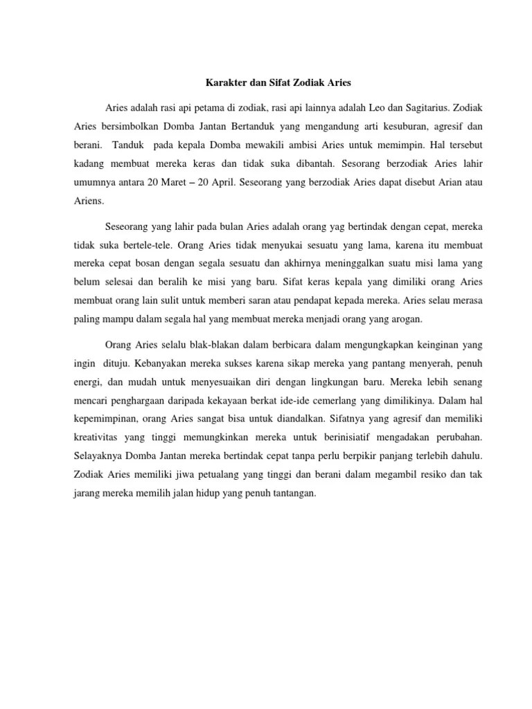 Karakter Dan Sifat Zodiak Aries | PDF