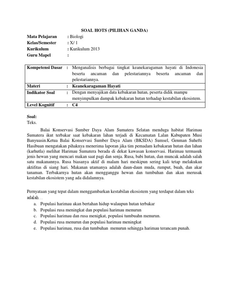 Sedangkan untuk pengukuran hots melalui tes dapat menggunakan soal pilihan ganda. Soal Hots Pg Pdf