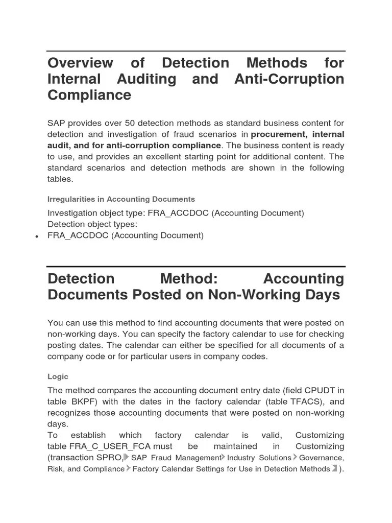 Technical Document - Overview of Detection Methods For Internal Auditing |  PDF | Invoice | Subroutine