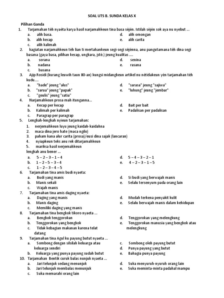 Contoh Tarjamahan Bahasa Sunda - Perangkat Sekolah