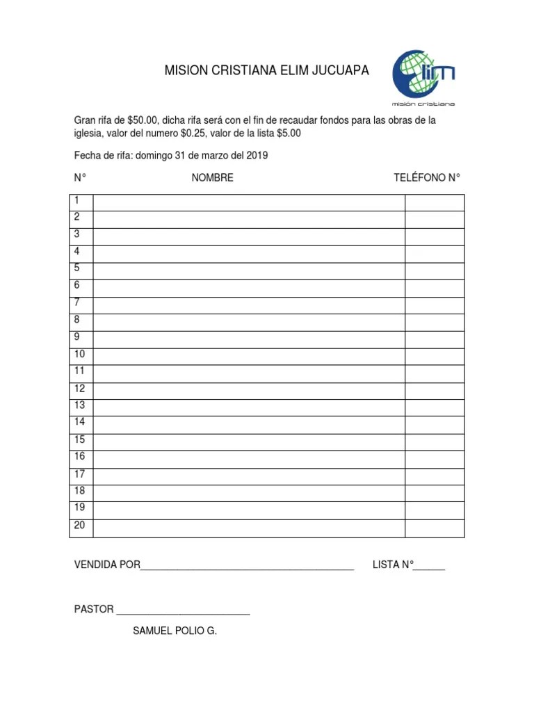 Hoy en el video del dia aprenderemos como podemos darle formato a las celdas para imprimir nuestra hoja de trabajo y poder hacer con la . Rifa Pdf